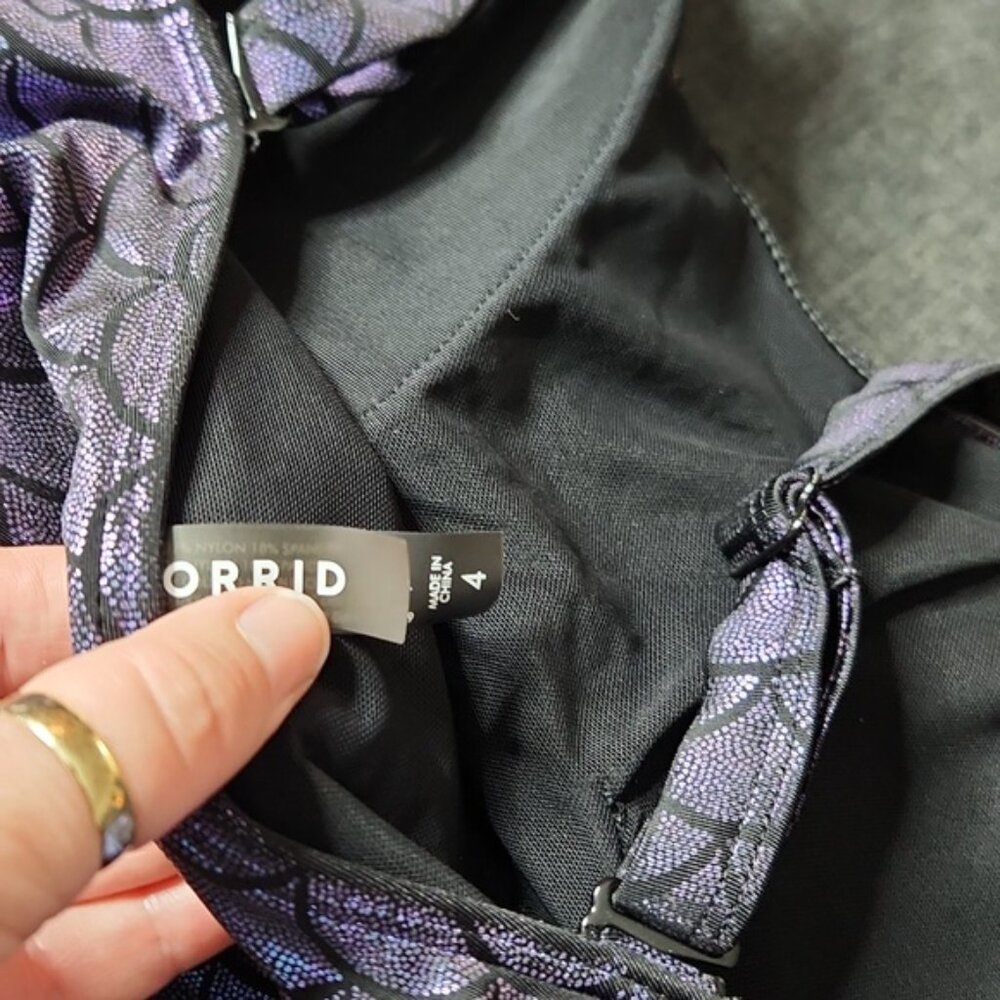 Torrid Purple & Black Mermaid Wireless Bikini Top (Sz4)  & Bottom (Sz6) - Picture 6 of 9